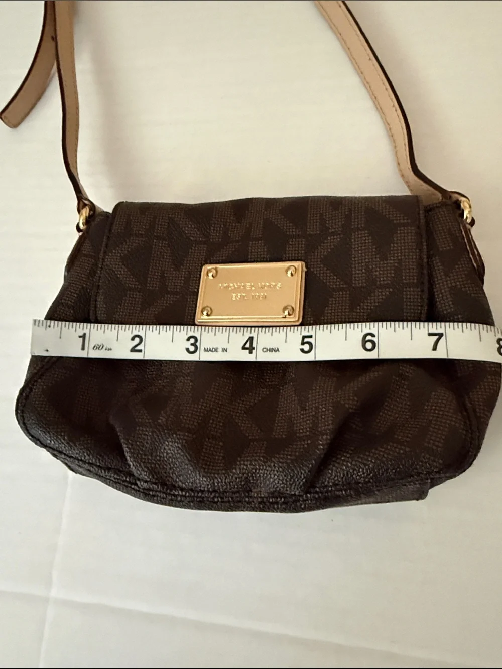 Michael Kors Jet Set Small Flap monogram crossbody, gold  hardware